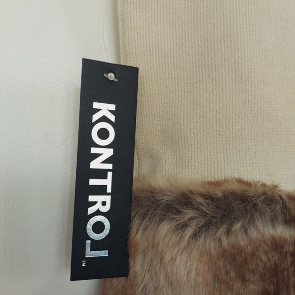 Kontrol Faux Fur Trim Crop Top M / L Beige Bodycon - Picture 9 of 13
